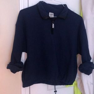 Navy blue half zip fleece jacket